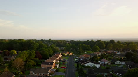 beautiful drone sunrise of a housing estate in warrington, cheshire, uk