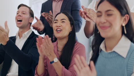 applause and celebration in a business meeting