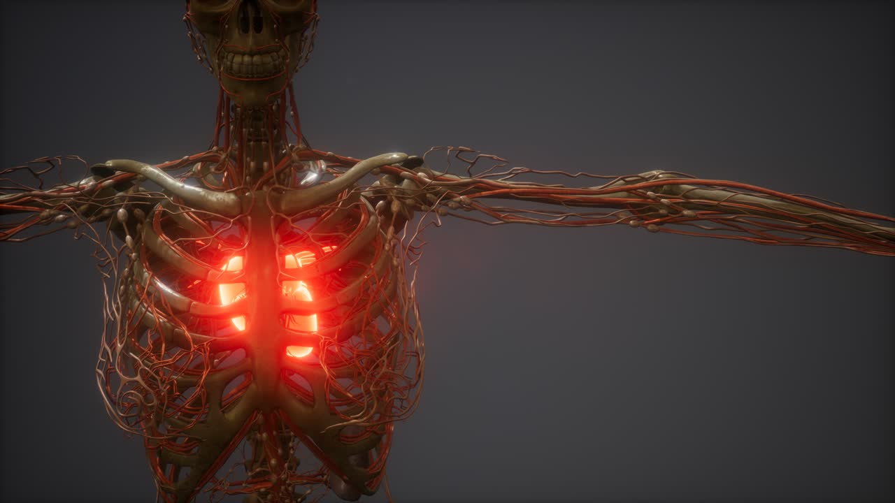 animación cg de un corazón humano enfermo