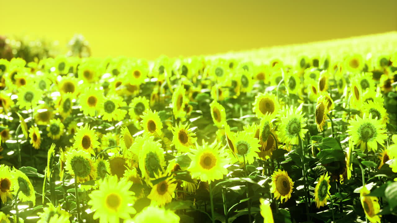Sunlit meadow filled with vibrant sunflowers swaying in the gentle breeze