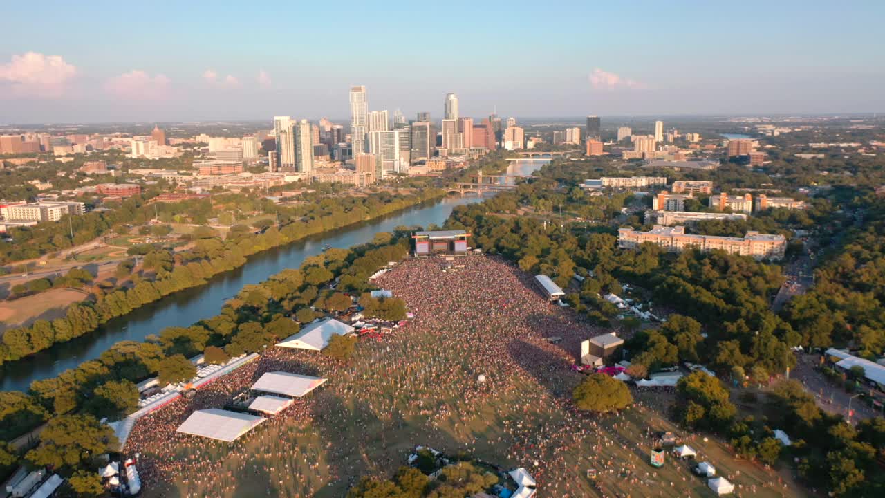 Aerial View of a Large Concert in Austin, Texas