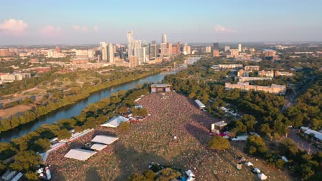 aerial view of a large concert in austin, texas
