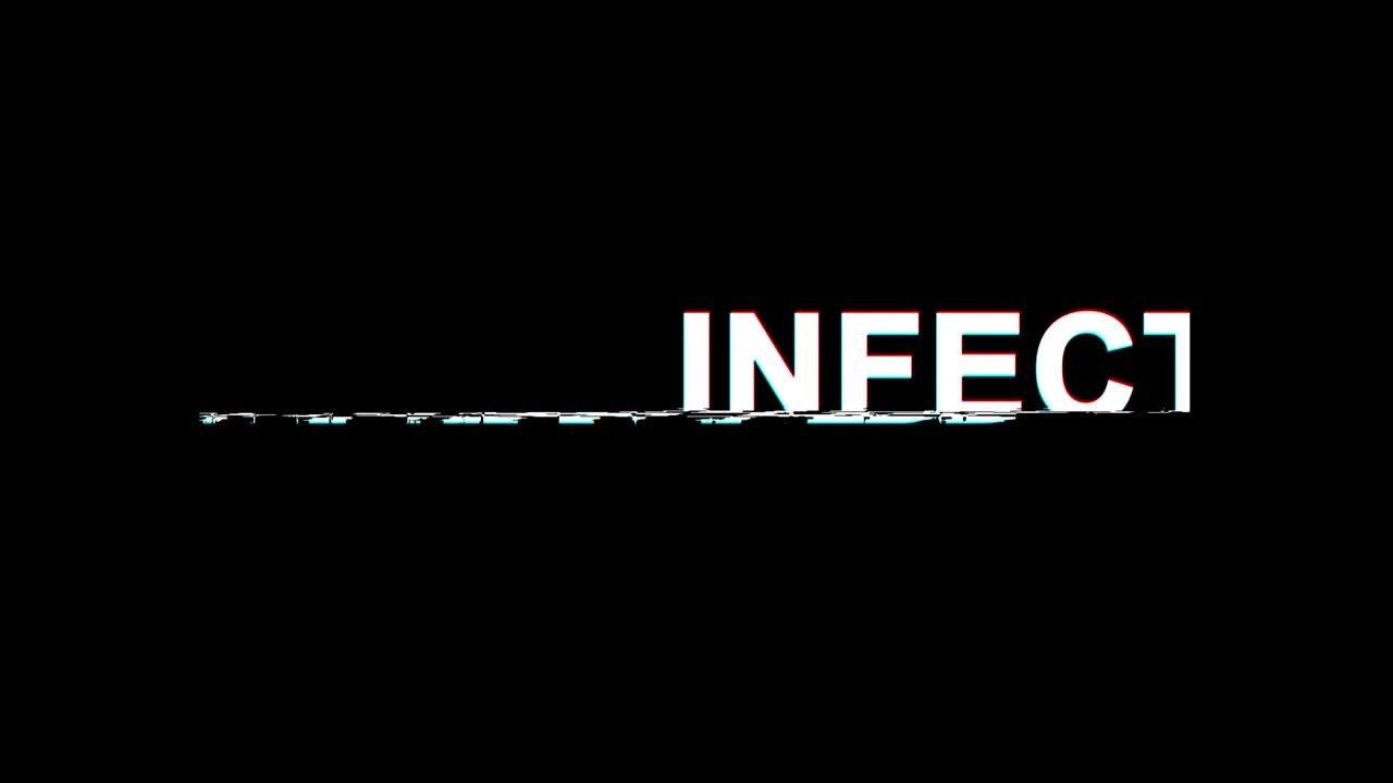 efecto de glitch infectado texto distorsión de televisión digital animación en bucle 4k