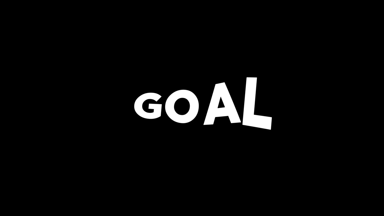 Animated White Text 'GOAL' on Black Background