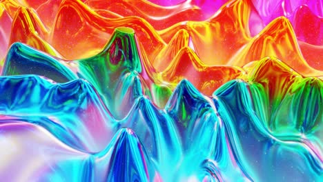 looped abstract background. beautiful iridescent wavy surface of liquid with pattern, gradient color and flow waves on it. rainbow glossy and matt fluid. creative bright bg with soft smooth animation.