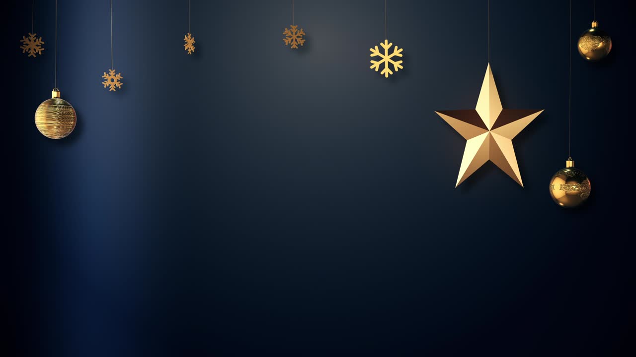 telón de fondo de navidad, adornos colgando en el aire con bucle sin costuras