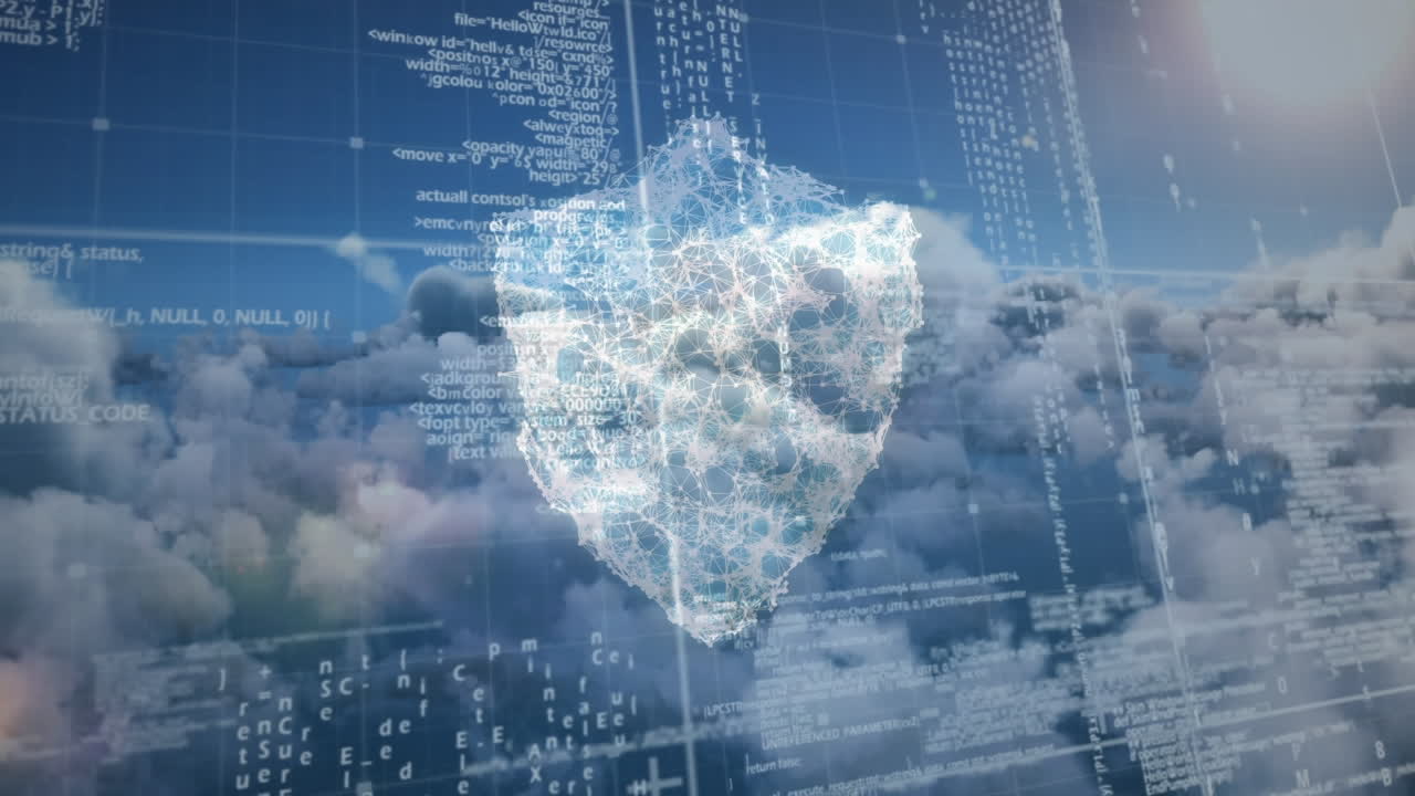 compuesto digital de un bloqueo cibernético y códigos y scripts aleatorios