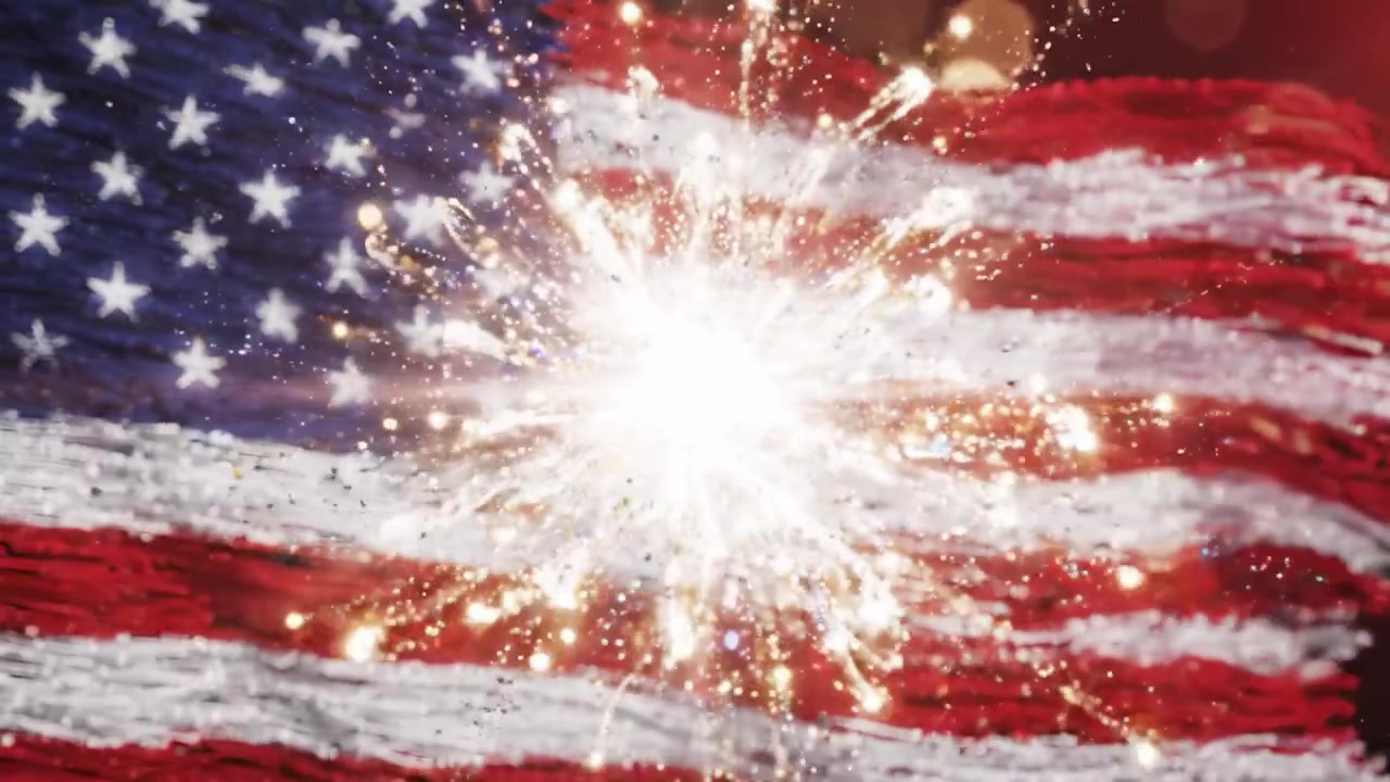 An Artistic Representation of an American Flag Surrounded by Sparkling Glitter and Festive Lights Celebrating Patriotism and Heritage