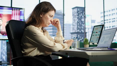 ambitious female leader developing a new business plan