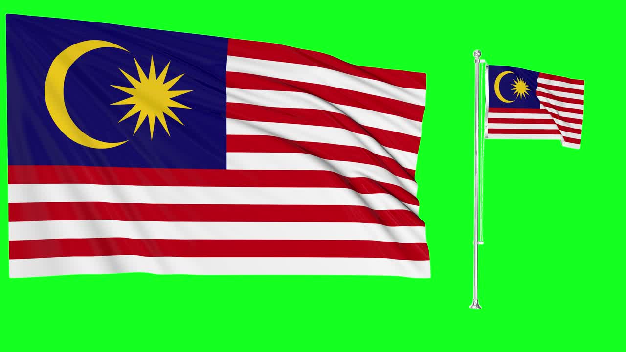 Schermo verde con bandiera della Malesia che sventola o pennone