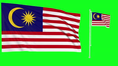 Greenscreen-Schwenkt-Malaysische-Flagge-Oder-Fahnenmast