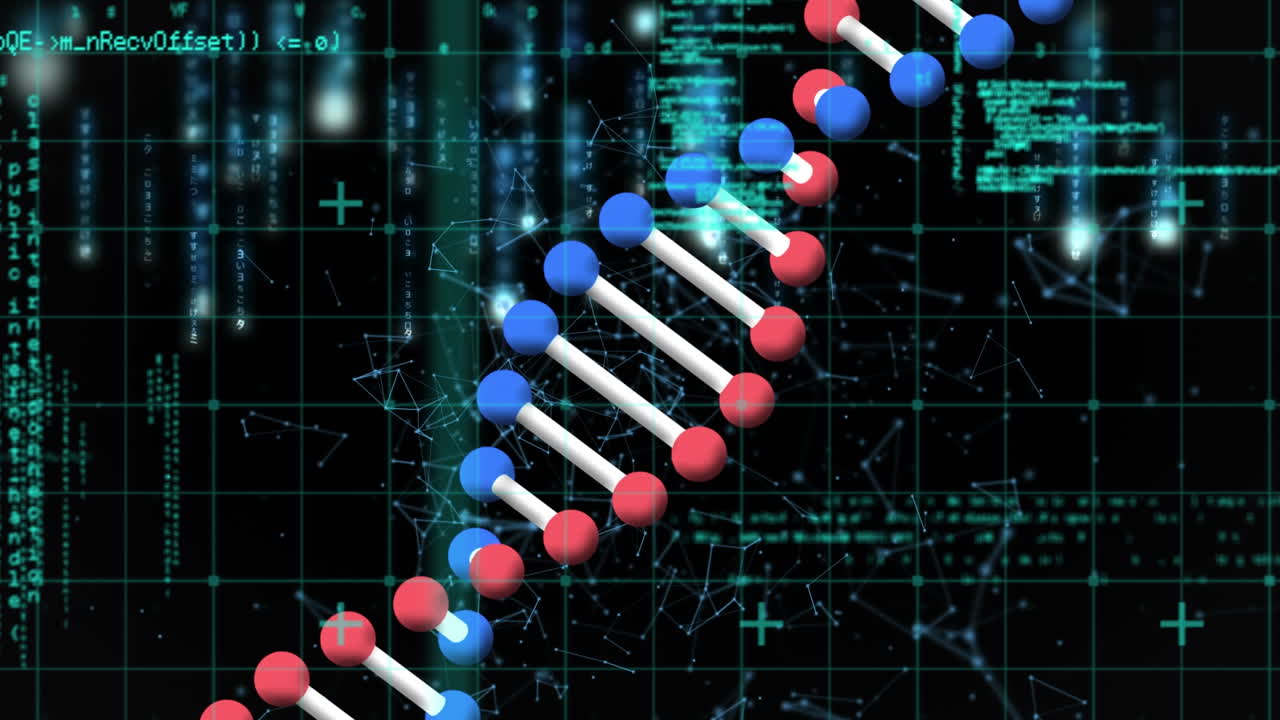 animación de la cadena de adn sobre el procesamiento de datos