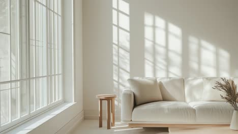 bright and minimalist living room with natural light