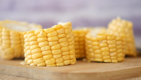 close up of cooked corn on the cob