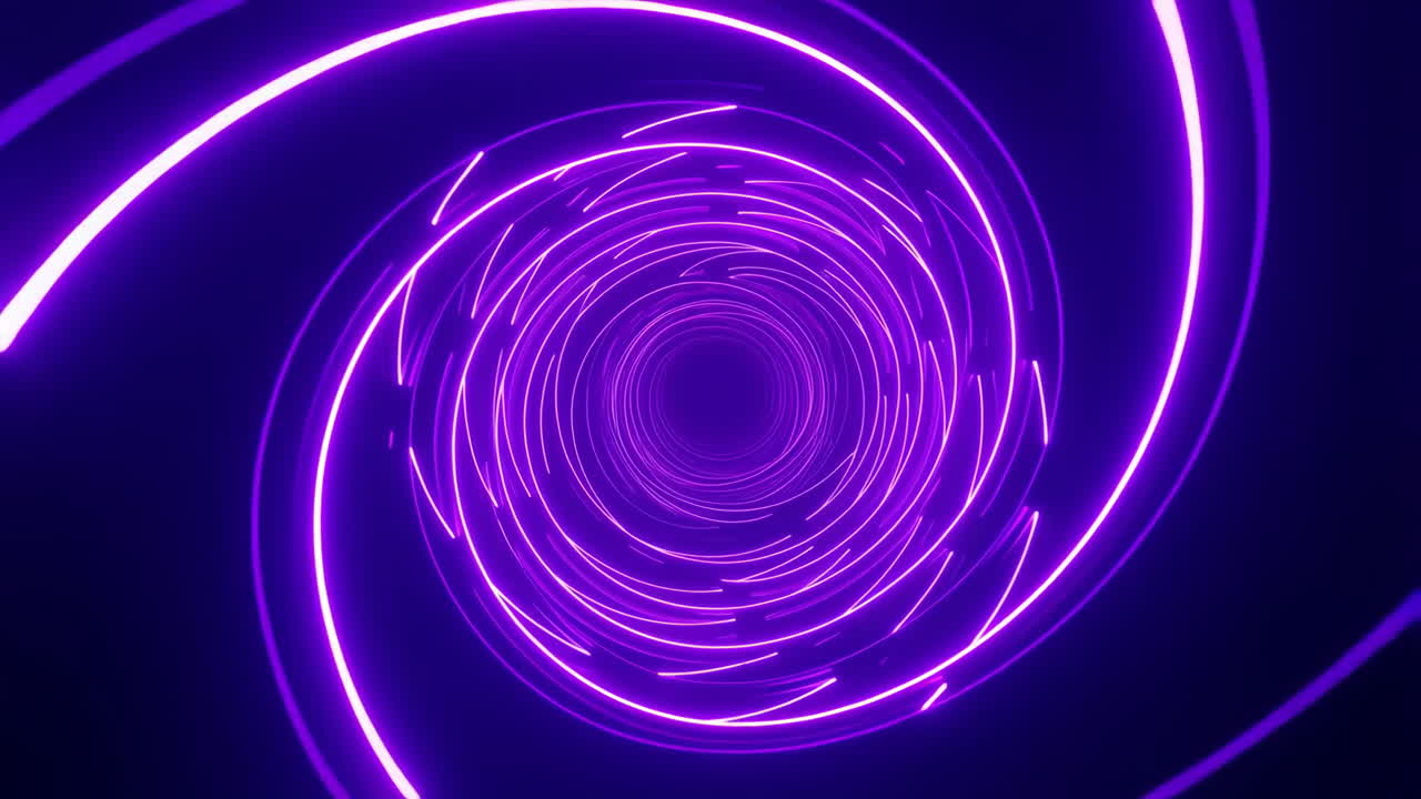 Abstract Neon Purple Light Spiral Tunnel