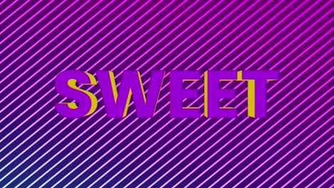 animation of sweet text over lines and black background