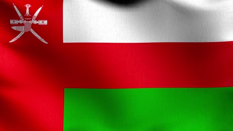 seamless loop 4k vdo. oman national flag blowing in the wind isolated. official patriotic abstract design. 3d rendering illustration of waving sign symbol.