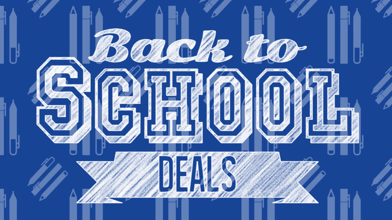 학교 아이템 위에 학교 복귀 텍스트의 애니메이션