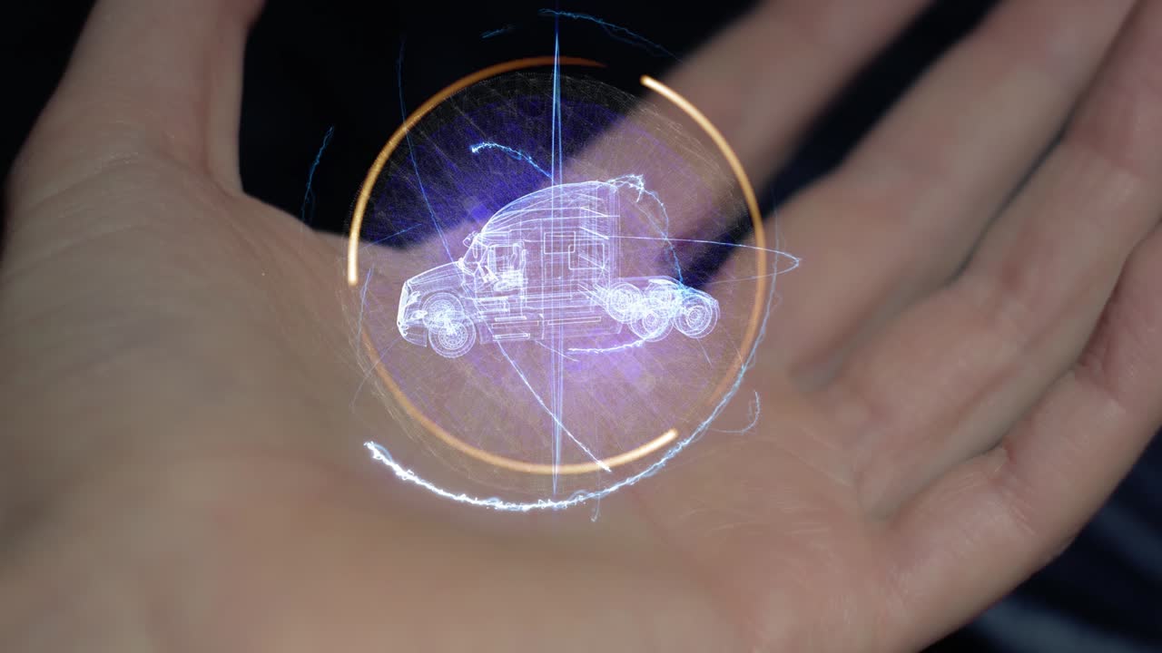 camión americano en una mano femenina