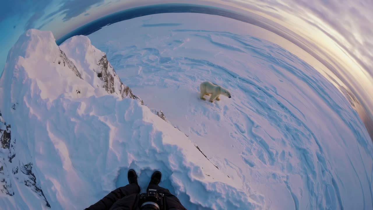 해가 뜨면 북극의 얼음 에 있는 북극