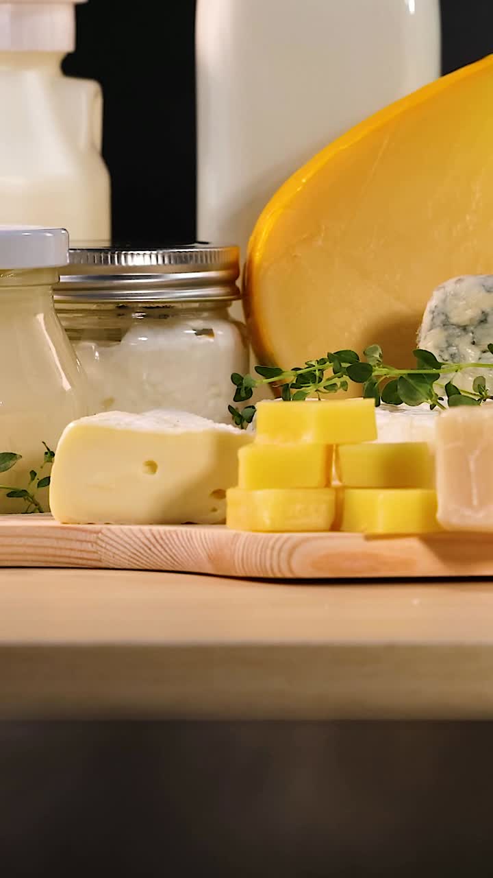 productos lácteos variados en una tabla de madera