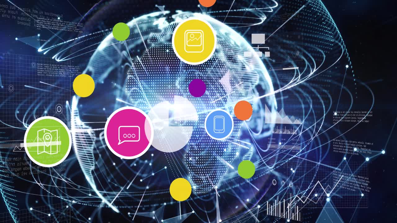 animación del procesamiento de datos en todo el mundo