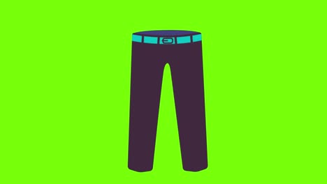 animation of black male trousers on a green screen background