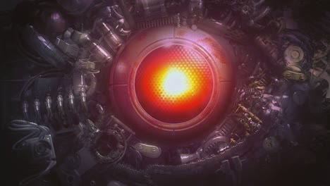 robot artificial eye looking around. visual loop. 4k.