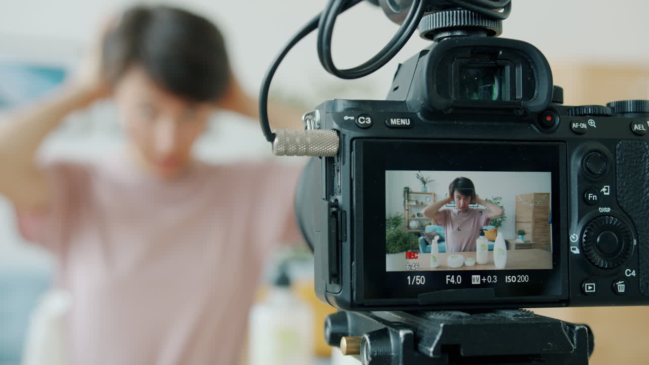 Beauty Influencer Recording a Skin Care Video Tutorial