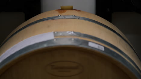 close-up of a wooden wine barrel