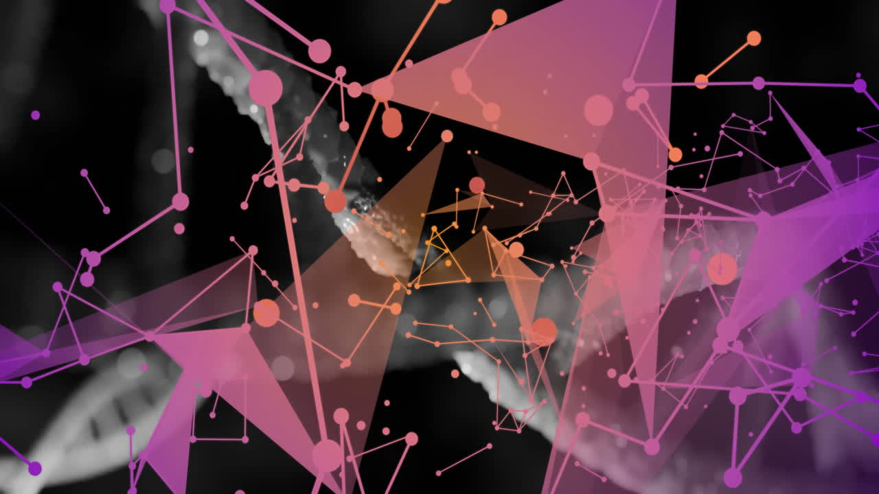 Animation of abstract geometric shapes forming complex network pattern with lines