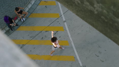 above view of street dancer