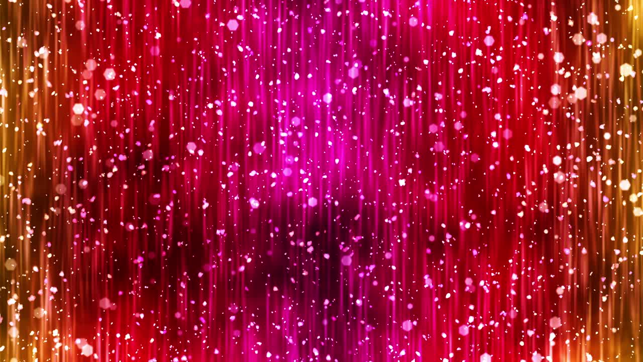 Luxury shine lights with blinking particles. Glitter vintage loop animation. Circular. Hexagonal. Linear. Screen decorations concept. Red and yellow.