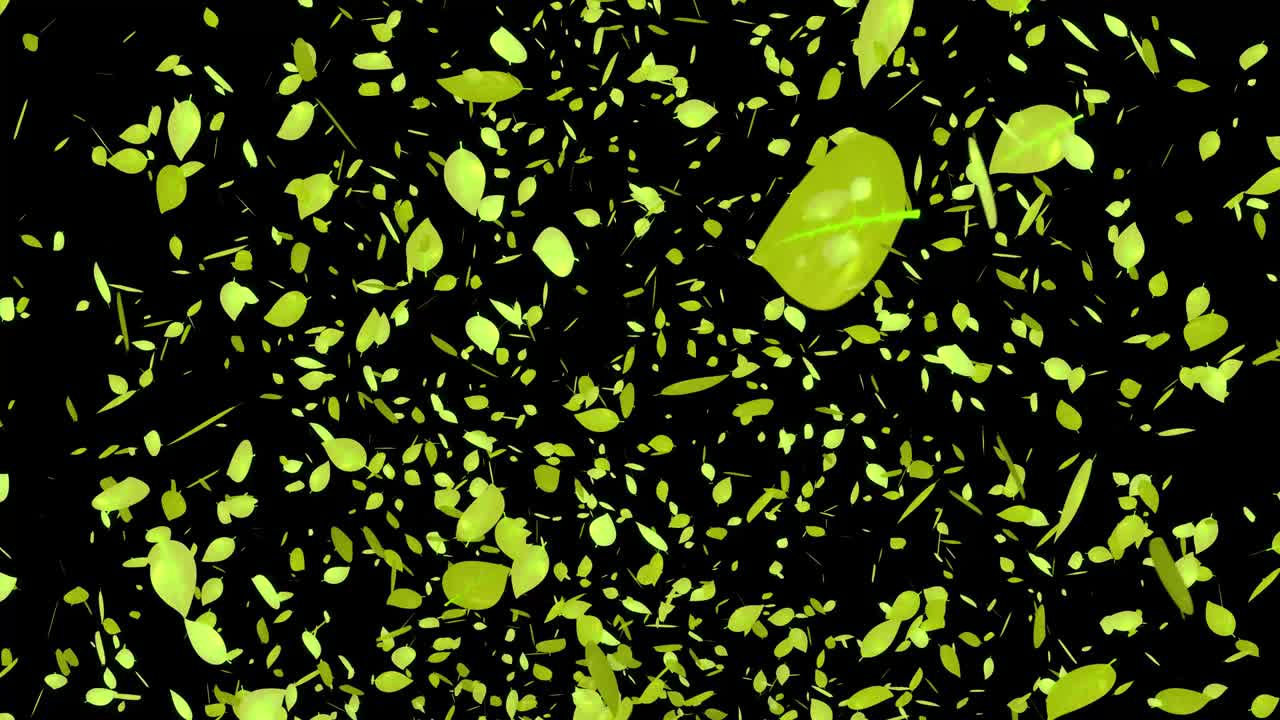 hojas muertas amarillas, hojas de otoño, otoño, partículas que surgen, gráficos en movimiento