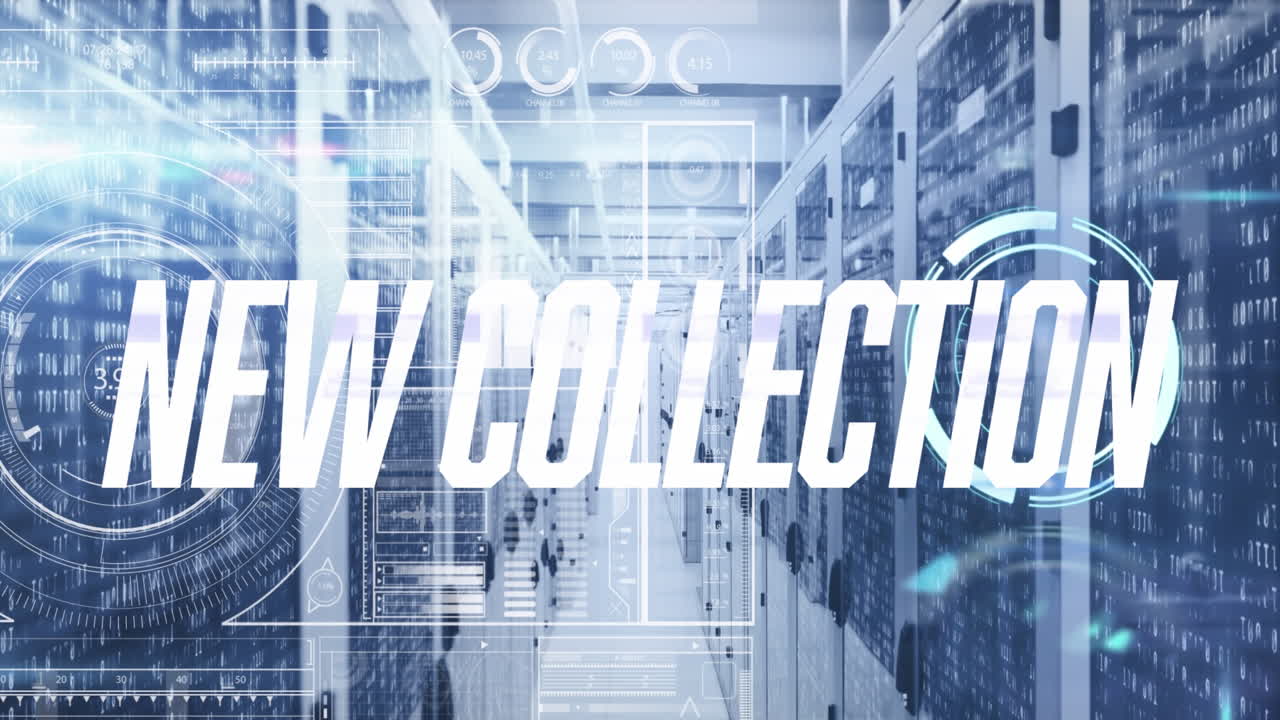 새로운 컬렉션 텍스트의 애니메이션 및 컴퓨터 서버를 통해 데이터 처리