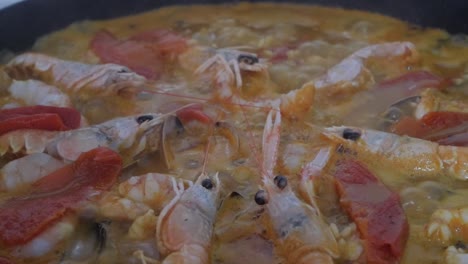 closeup cooking of traditional spanish dish, paella