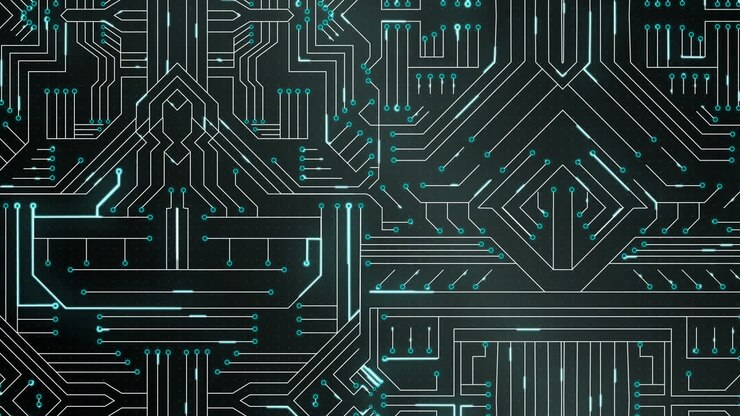 Animation of red circles over integrated circuit