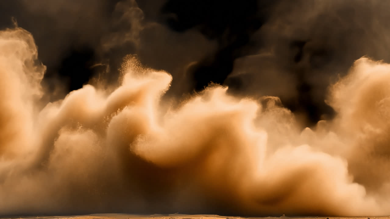 Sovrapposizione animata dinamica di tempesta di sabbia desertica vorticante, video 4K trasparente, canale alfa, ProRes 4444