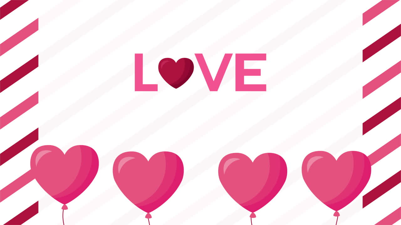 tarjeta animada de día de san valentín con corazones de amor