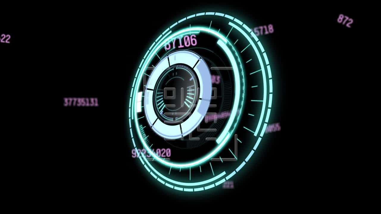 Animation of qr code and scope scanning on black background