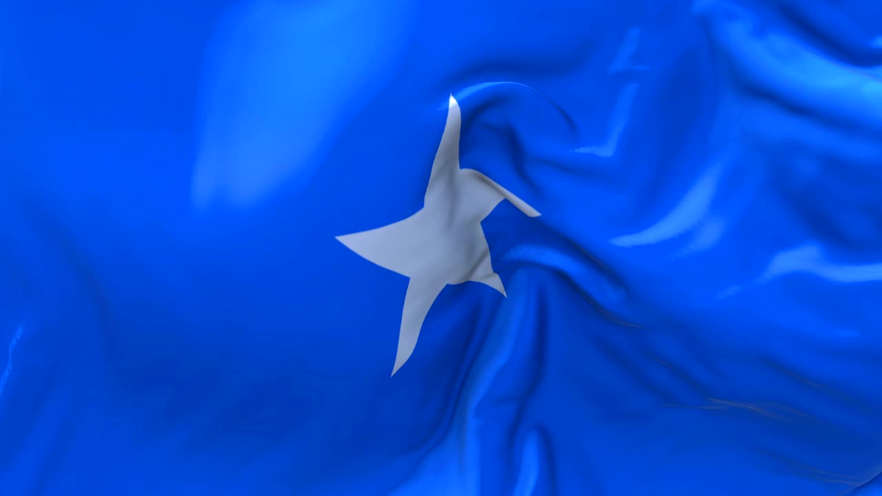somalia agitando en el viento animación en cámara lenta. 4k textura de tela realista bandera soplando suavemente en un día de viento fondo de bucle continuo sin costuras.