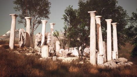 ancient roman ruins with broken statues