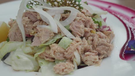 tuna salad with mixed greens and vegetables
