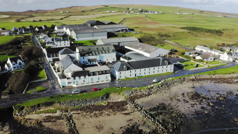 whisky distillery aerial bruichladdich from loch indaal