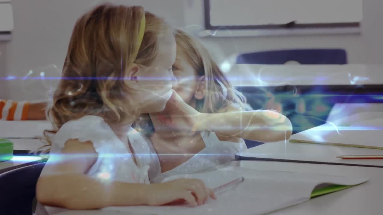 Animation of connections and data processing over school children