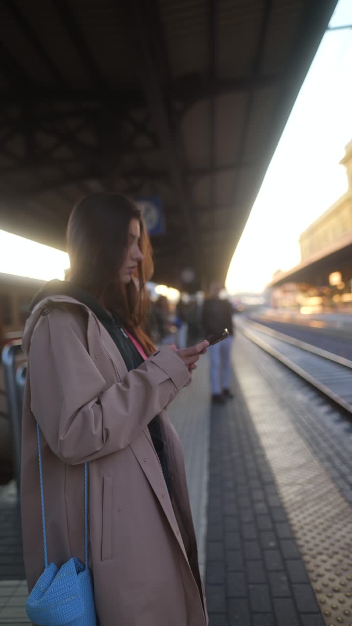 mujer en la estación de tren
