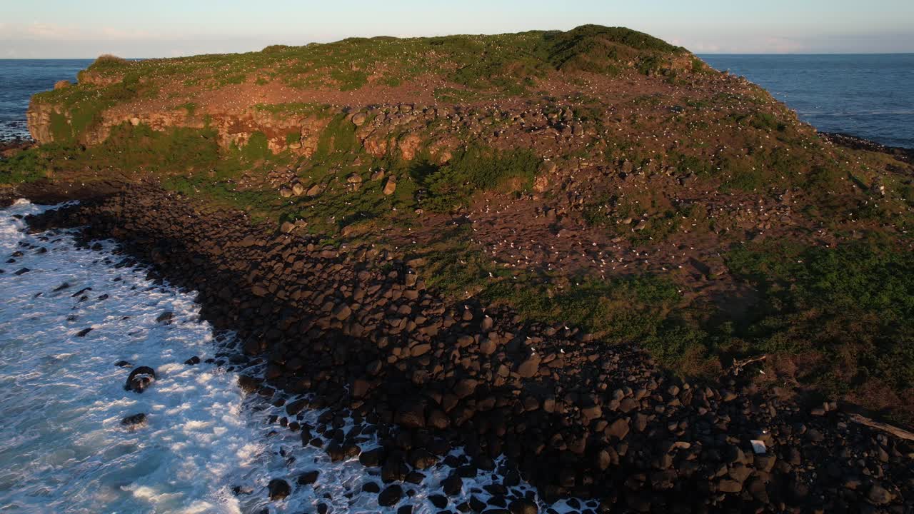 Aerial view of a rocky island