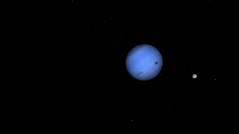 luna de tritón en órbita frente al planeta neptuno