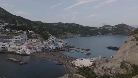 aerial pan of cliffy sant’angelo coastal area of ischia in italy