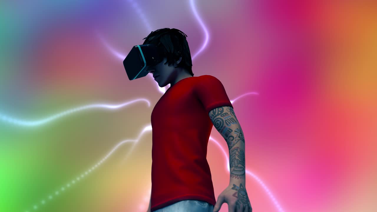 Man wearing Virtual Reality Headset , 3d render.